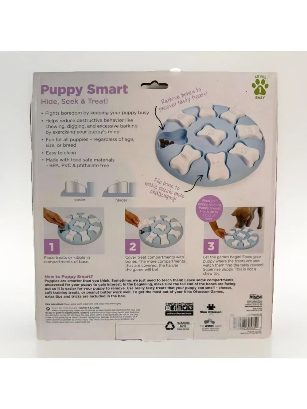 (RGB1) Outward Hound Puppy Smart Hide Seek & Treat Easy Level Interactive Puzzle